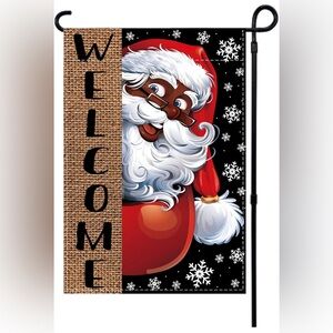 Black Santa Welcome Garden Flag Christmas Yard Decor